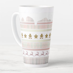 Roze kerstontbijt tartan Lrg Cup Latte Mok