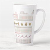 Roze kerstontbijt tartan Lrg Cup Latte Mok (Rechts)