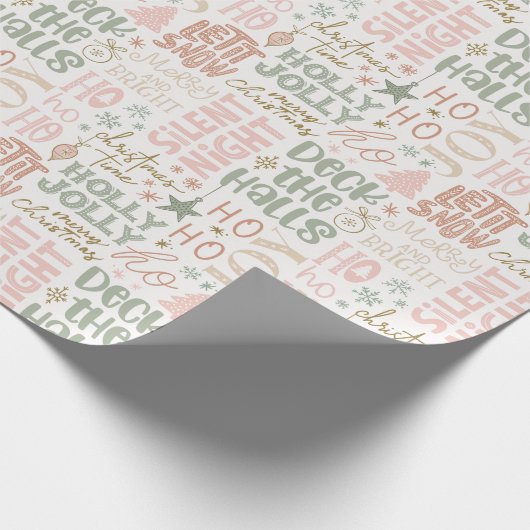 Roze kerstpapier cadeaupapier (Hoek)