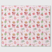 Roze kerstpapier cadeaupapier (Vlak)