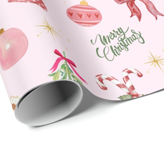 Roze kerstpapier cadeaupapier (Rol Hoek)