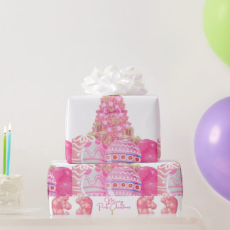 Roze kerstpapier cadeaupapier