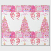Roze kerstpapier cadeaupapier (Vlak)