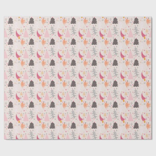 Roze kerstpapier cadeaupapier (Vlak)