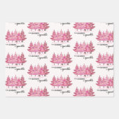 Roze kerstpapier inpakpapier vel (Voorkant 3)