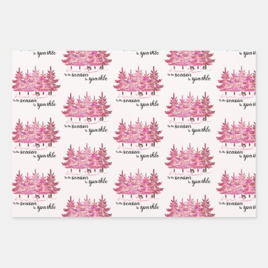 Roze kerstpapier inpakpapier vel (Voorkant 3)