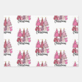 Roze kerstpapier inpakpapier vel (Voorkant)