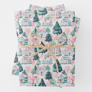 Roze kerstpapier inpakpapier vel