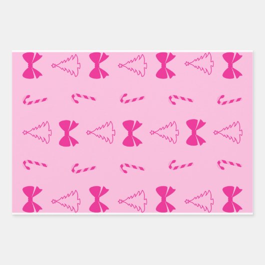 Roze kerstpapier inpakpapier vel (Voorkant)