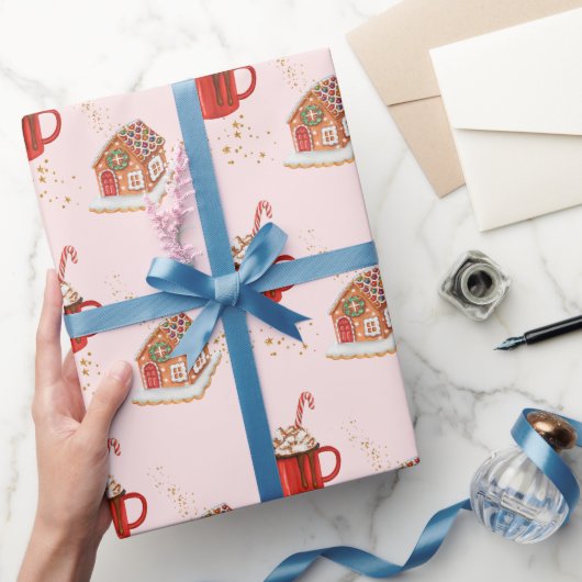 Roze kerstpapier voor ontbijtkoek in het ontbijt cadeaupapier (Geschenken)