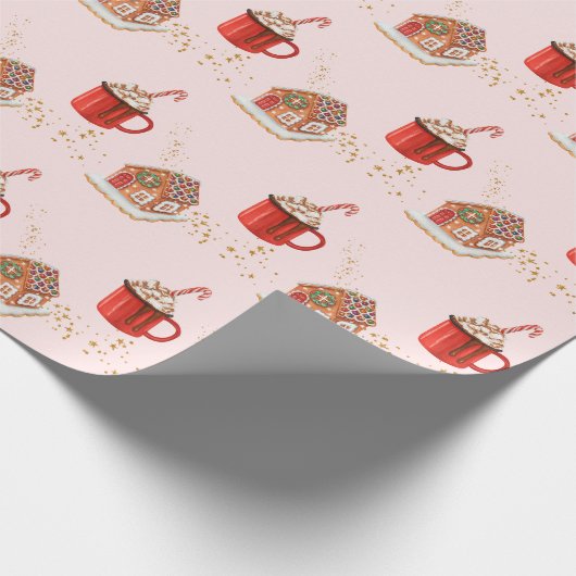 Roze kerstpapier voor ontbijtkoek in het ontbijt cadeaupapier (Hoek)