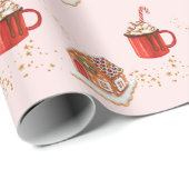 Roze kerstpapier voor ontbijtkoek in het ontbijt cadeaupapier (Rol Hoek)