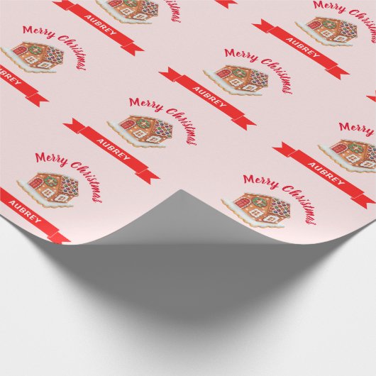 Roze kerstpapier voor ontbijtkoek in het ontbijt cadeaupapier (Hoek)