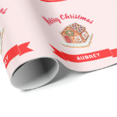 Roze kerstpapier voor ontbijtkoek in het ontbijt cadeaupapier (Rol Hoek)