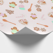 Roze kerstpapier voor ontbijtkoek in het ontbijt cadeaupapier (Hoek)