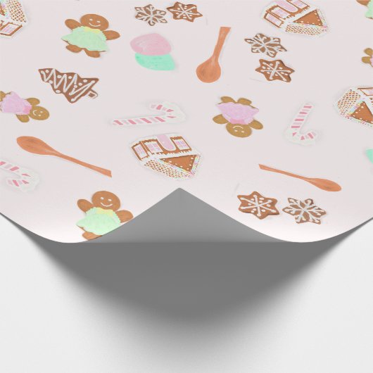 Roze kerstpapier voor ontbijtkoek in het ontbijt cadeaupapier (Hoek)