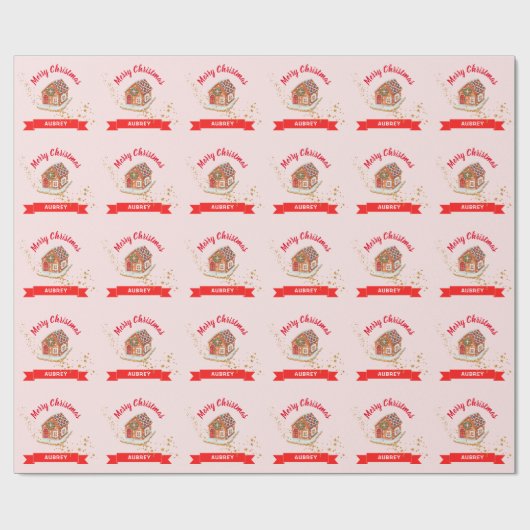 Roze kerstpapier voor ontbijtkoek in het ontbijt cadeaupapier (Vlak)