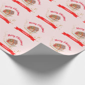 Roze kerstpapier voor ontbijtkoek in het ontbijt cadeaupapier (Hoek)
