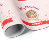 Roze kerstpapier voor ontbijtkoek in het ontbijt cadeaupapier (Rol Hoek)