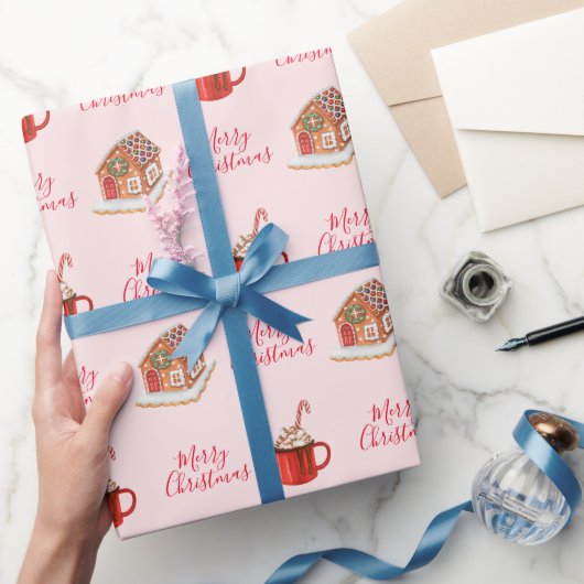 Roze kerstpapier voor ontbijtkoek in het ontbijt cadeaupapier (Geschenken)