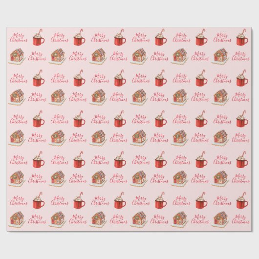 Roze kerstpapier voor ontbijtkoek in het ontbijt cadeaupapier (Vlak)