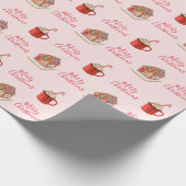 Roze kerstpapier voor ontbijtkoek in het ontbijt cadeaupapier (Hoek)