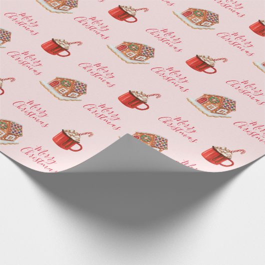 Roze kerstpapier voor ontbijtkoek in het ontbijt cadeaupapier (Hoek)