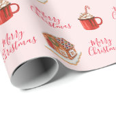 Roze kerstpapier voor ontbijtkoek in het ontbijt cadeaupapier (Rol Hoek)