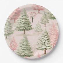 Roze kerstpapieren borden