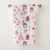 Roze Kerstpatroon Bad Handdoek (Insitu)