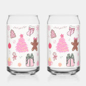 Roze Kerstpatroon Blikvorm Glas (Achterkant)