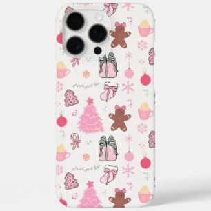 Roze Kerstpatroon iPhone 16 Pro Max Hoesje