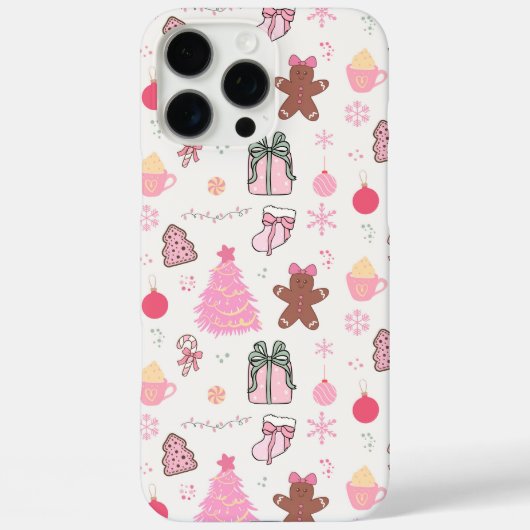 Roze Kerstpatroon Case-Mate iPhone Case (Achterkant)