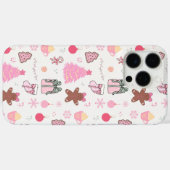 Roze Kerstpatroon Case-Mate iPhone Case (Achterkant (horizontaal))