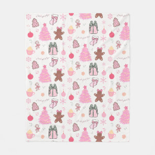 Roze Kerstpatroon Fleece Deken