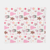 Roze Kerstpatroon Fleece Deken (Voorkant (Horizontaal))