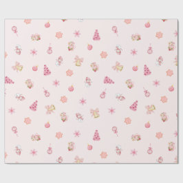 Roze Kerstpatroon met een Cozy Sfeer Cadeaupapier