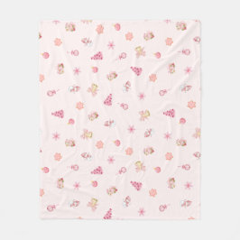 Roze Kerstpatroon met een Cozy Sfeer Fleece Deken