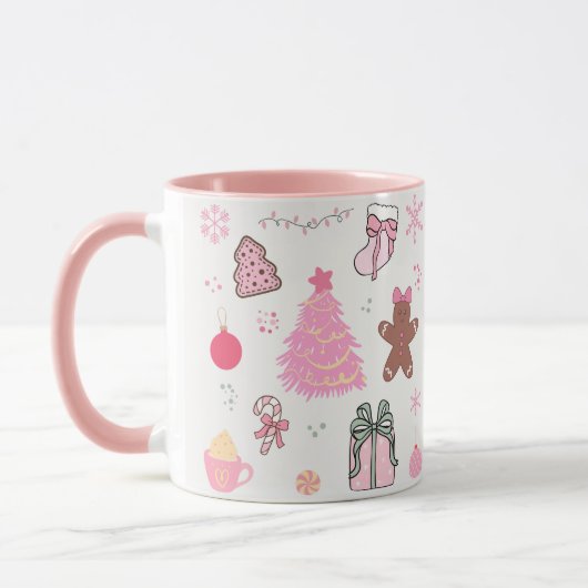 Roze Kerstpatroon Mok (Links)