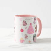 Roze Kerstpatroon Mok (Voorkant rechts)