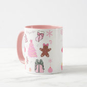 Roze Kerstpatroon Mok (Voorkant links)