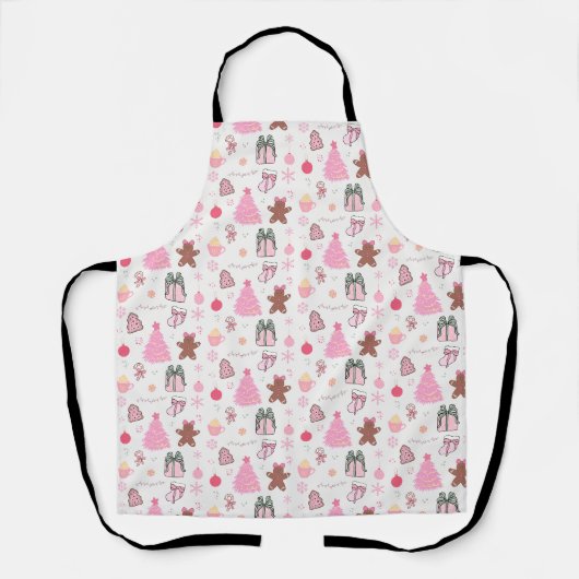 Roze Kerstpatroon Schort (Voorkant)