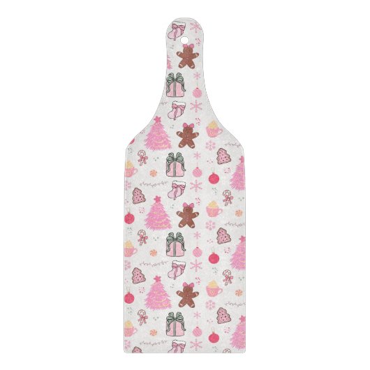 Roze Kerstpatroon Snijplank (Voorkant)