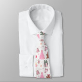 Roze Kerstpatroon Stropdas (Gebonden)