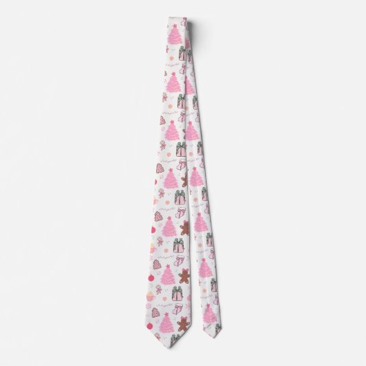 Roze Kerstpatroon Stropdas (Voorkant)