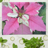 Roze kerstpunsettia bloemen keukenhanddoeken (Gevouwen)