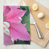Roze kerstpunsettia bloemen keukenhanddoeken (Quarter Fold)
