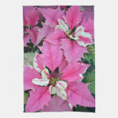 Roze kerstpunsettia bloemen keukenhanddoeken (Verticaal)
