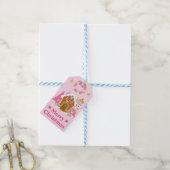 Roze kerstrecker en ontbijtkoek cadeaulabel (Met Touw)