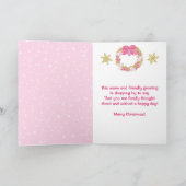 Roze kerstrecker en ontbijtkoek feestdagen kaart (Binnen)